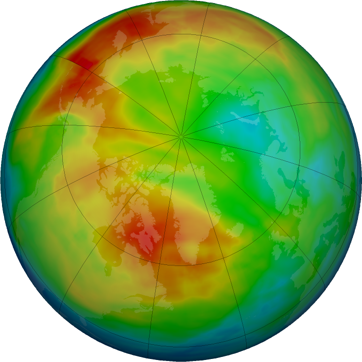 Arctic ozone map for 01 January 2024